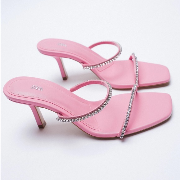 Zara pink sparkly strap heeled sandals - Picture 2 of 7